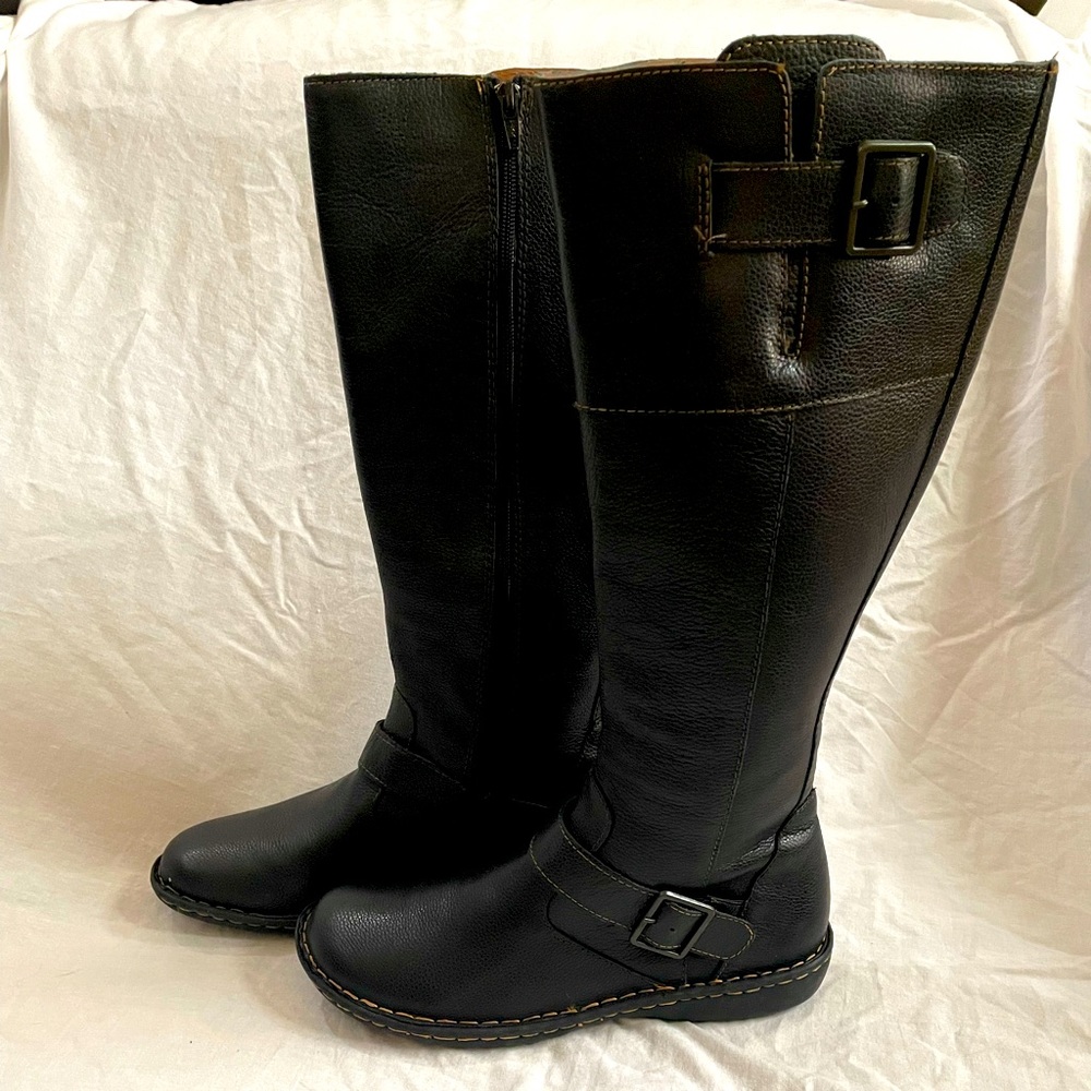 Cabelas black pebbled leather knee high boots